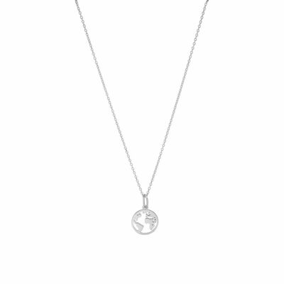 Globe necklace, 925 sterling silver, rhodium-plated