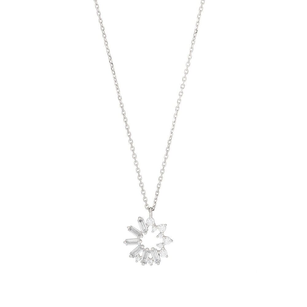 Collana CUBE FLOWER, zirconi, argento sterling 925, rodiato