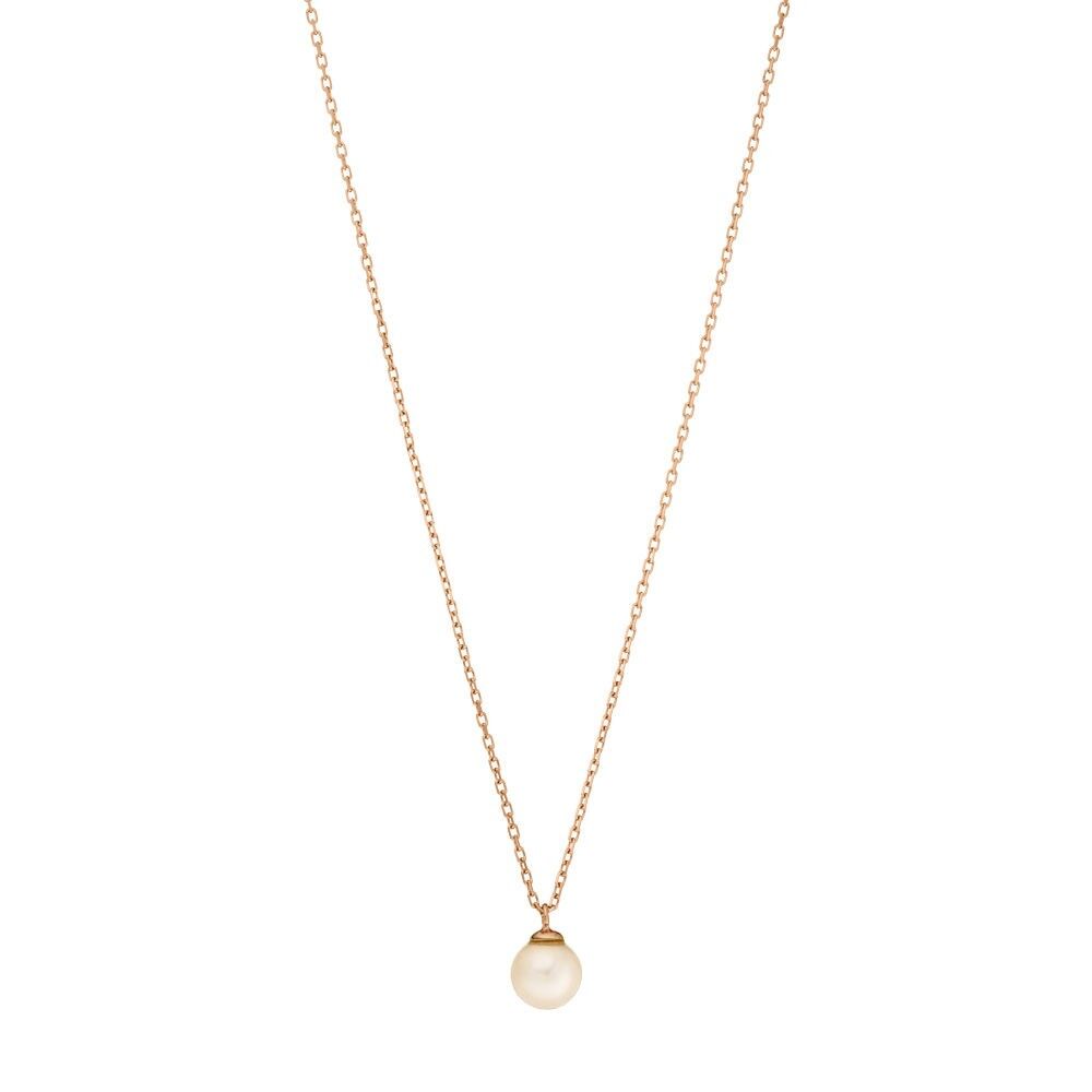 Rain Drop necklace, pearl, 18K rose gold plated