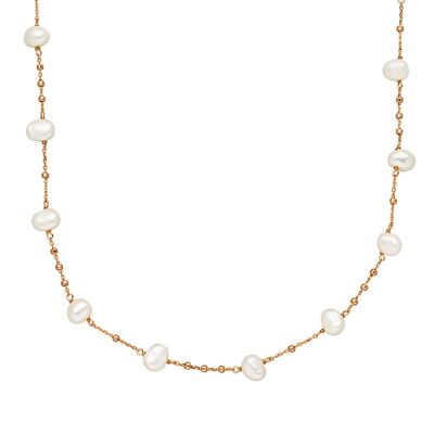 Collier perle, or rose