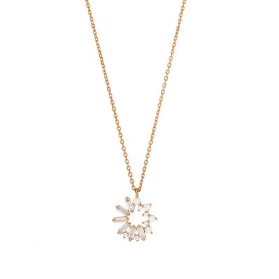Necklace CUBE FLOWER, zirconia, 18 K rose gold plated