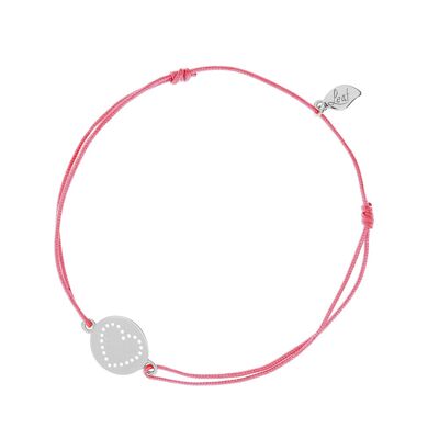 Pulsera de la suerte "For Kids"Disco CORAZÓN, plata de ley 925, rosa, adulto