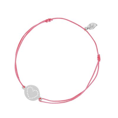 Lucky bracelet "For Kids" Disc HEART, 925 sterling silver, pink, teen