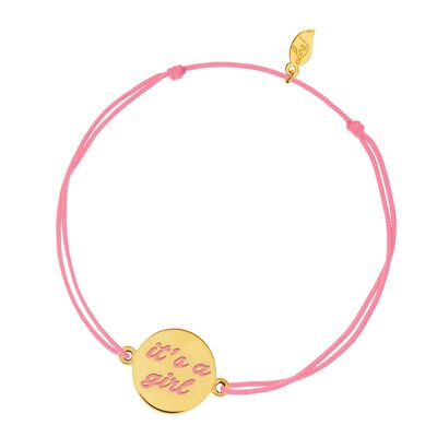 Pulsera de la suerte "es una niña", chapada en oro amarillo de 18 K