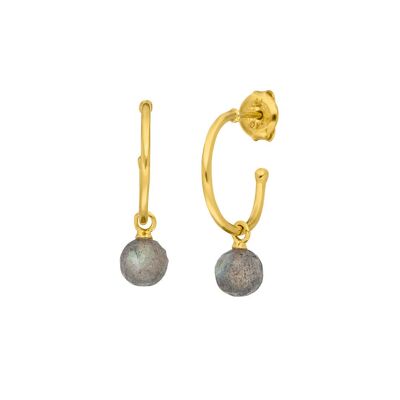Creole Flying Gem, labradorite, 18 K yellow gold plated