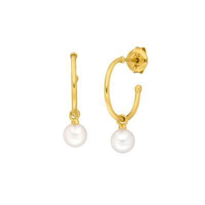 Creole Flying Gem, pearl, 18K yellow gold plated