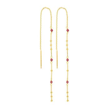 Boucles d'oreilles Flying Gems, rhodonite, plaqué or jaune 18 carats 1