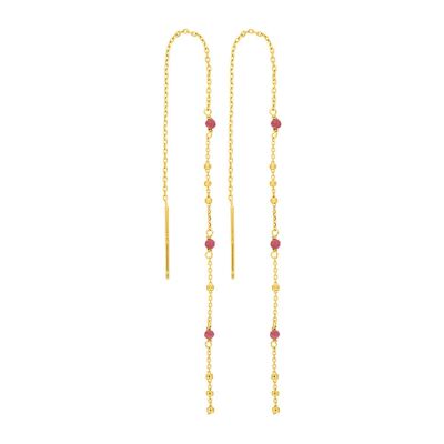 Flying Gems earrings, rhodonite, 18K yellow gold plated