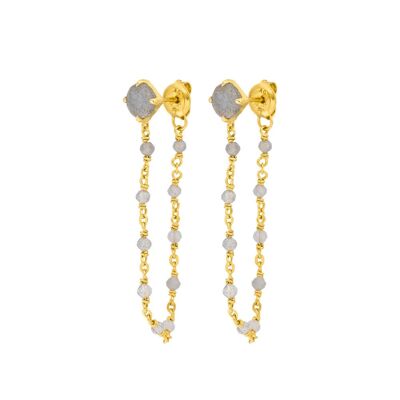 Flying Gem earrings, labradorite, 18 k yellow gold plated