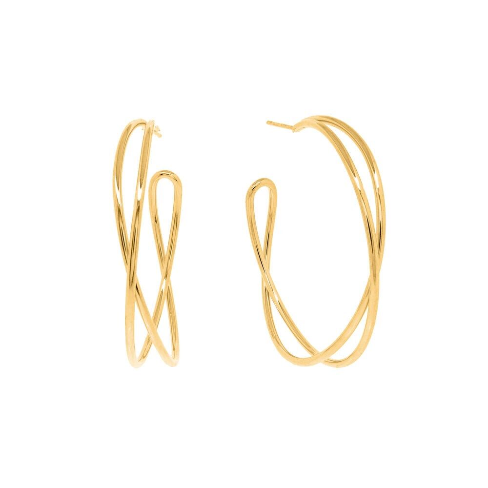 Silver hoop, TUBE, yellow gold