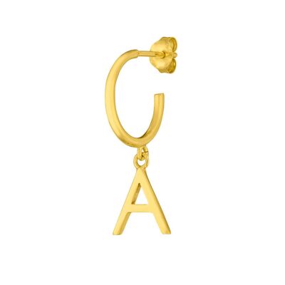 Letter Creole, 18 K yellow gold plated, A
