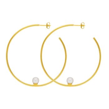 Cercle créole avec perle, 55 cm, plaqué or jaune 18 carats 1