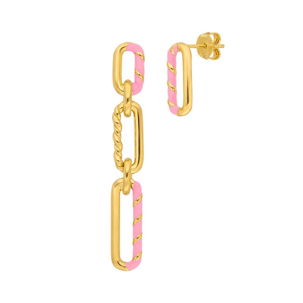 Orecchini in argento, oro giallo, twist neon, rosa
