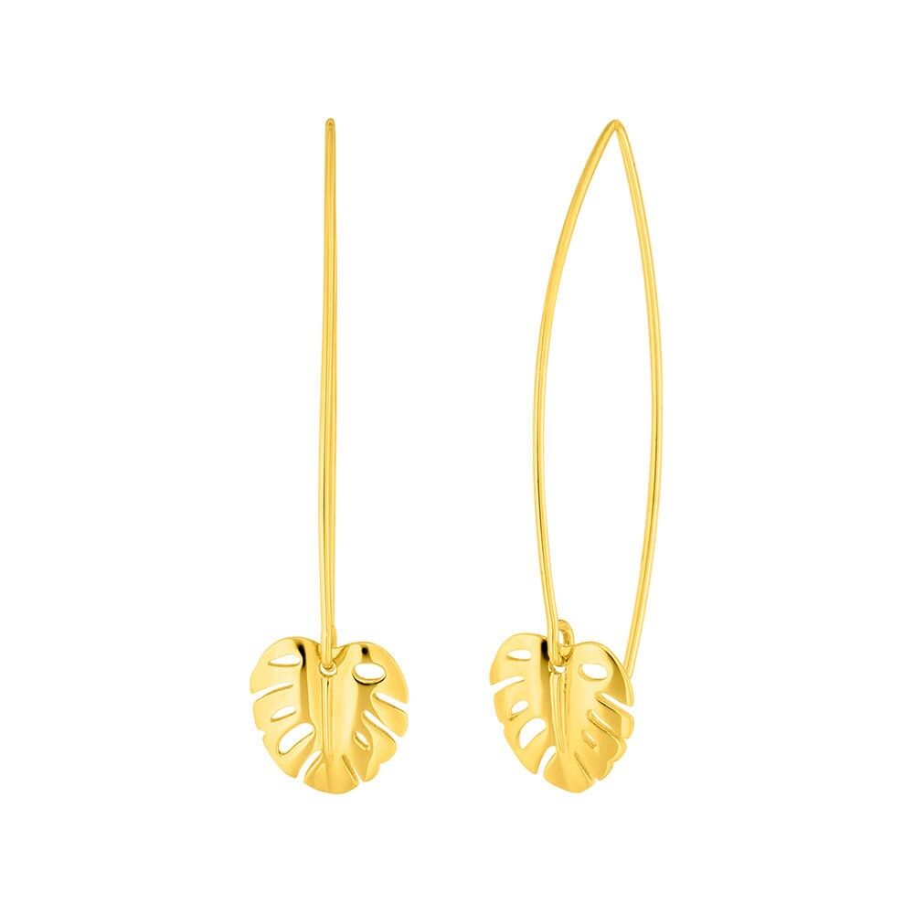 Halbcreole Monstera Leaf, 18 K Gelbgold vergoldet