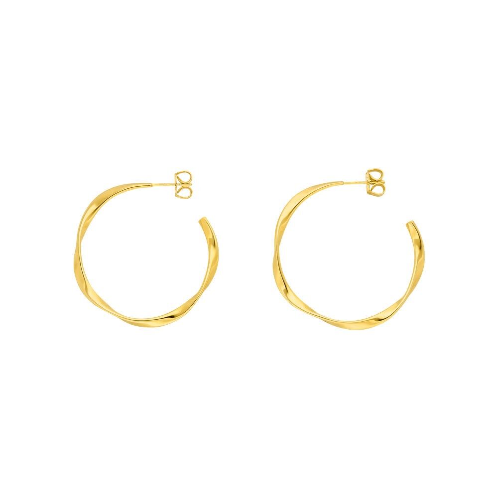 Amazon.com: 18k yellow gold hoop earrings with half tube 4mm wide by 2.8cm  outside diameter. 3.1 grams of 18k gold.: Clothing, Shoes & Jewelry