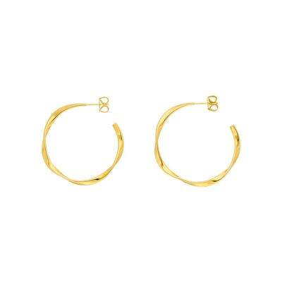 Twist hoop earrings, 20mm, 18k yellow gold plated