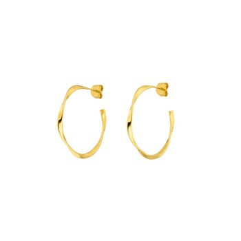 Boucles d'oreilles créoles torsadées, 20 mm, plaqué or jaune 18 carats 2