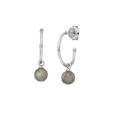 Boucles d'oreilles créoles Flying Gem, labradorite, argent sterling 925