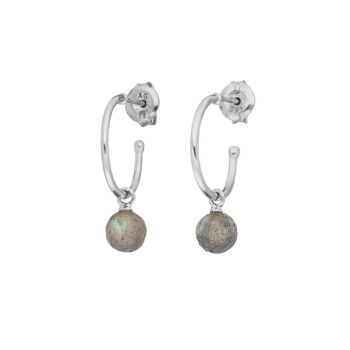 Boucles d'oreilles créoles Flying Gem, labradorite, argent sterling 925 2