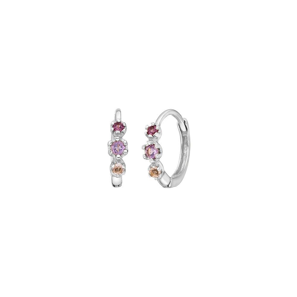 Creole Three Gems, Amethyst, 925 Sterlingsilber