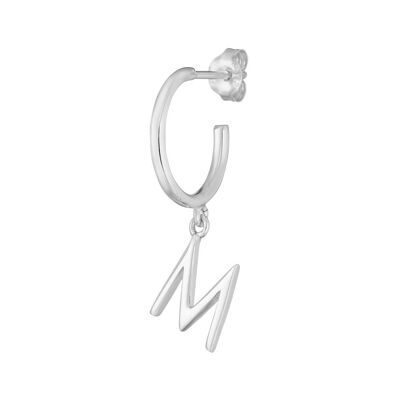 Boucles d'oreilles créoles lettre, argent sterling 925, V