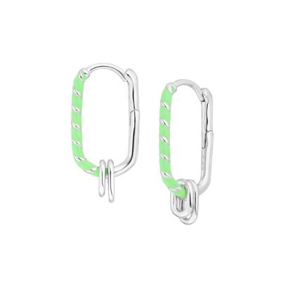 Silver Hoop, Neon Twist - Green