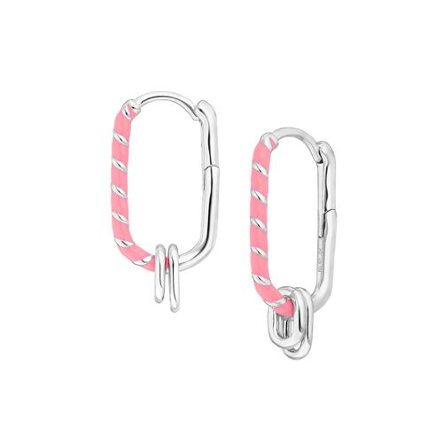 Silber Creole, Neon Twist - Pink