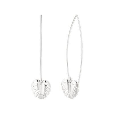 Monstera Leaf half hoop earrings, 925 sterling silver