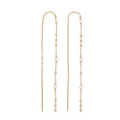 Flying Pearls earrings, 18 k rose gold plated