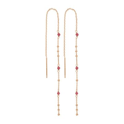 Boucles d'oreilles Flying Gems, rhodonite, plaqué or rose 18 carats