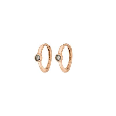 One Gem Hoop Earrings, Labradorite, 18k Rose Gold Plated