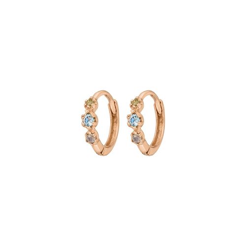 Creole Three Gems, Blauer Topas, 18 K Rosegold vergoldet