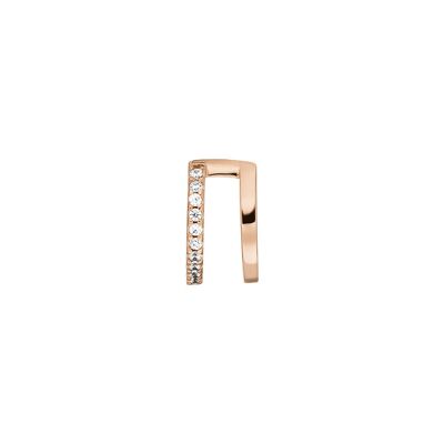 Earcuff Double Line, zirconia, 18 K rose gold plated
