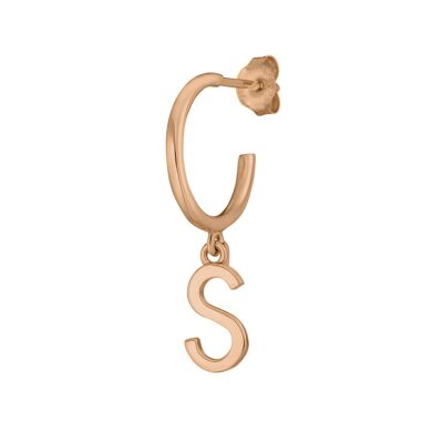 Letter hoop earrings, 18k rose gold plated, I