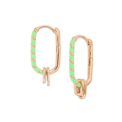 Silver Hoop, Rose Gold, Neon Twist - Green