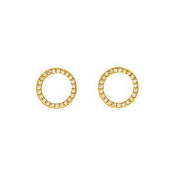 Clous d'oreilles Circle Of Life avec zircone, plaqués or jaune 18 carats 1