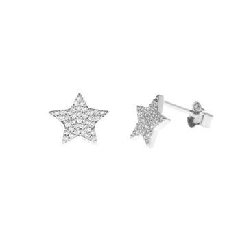 Clous d'oreilles étoile avec zircone, argent sterling 925 2