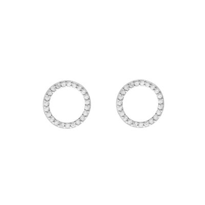 Orecchini a bottone Circle Of Life con zirconi, argento sterling 925