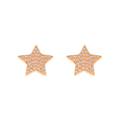 Star stud earrings with zirconia, 18 K rose gold plated