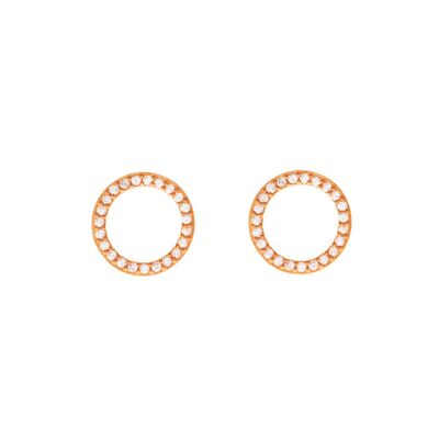 Pendientes de botón Circle Of Life con circonita, baño de oro rosa de 18 K