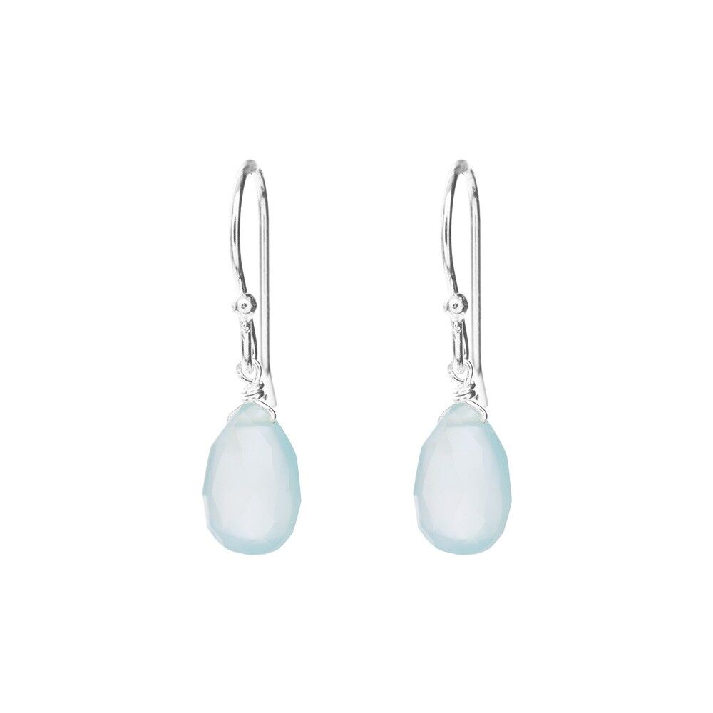 Boucles d'oreilles pendantes, argent sterling 925, calzédonie aqua