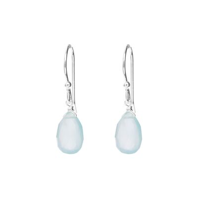 Drop earrings, 925 sterling silver, aqua calzedony