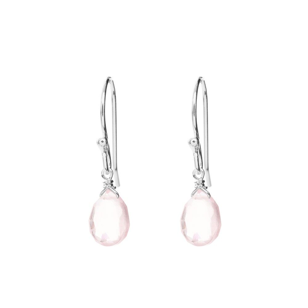 Boucles d'oreilles pendantes, argent sterling 925, quartz rose