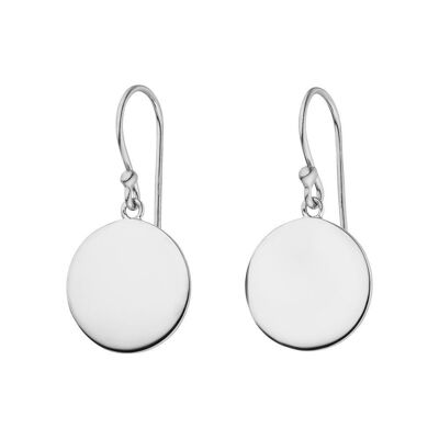 Earrings plate 1.4 cm polished, 925 sterling silver