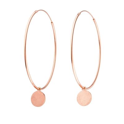 Creole with plate 1 cm matt, 18 K rose gold plated
