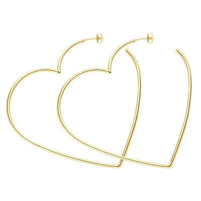 Creole heart, 60mm, 18K yellow gold plated