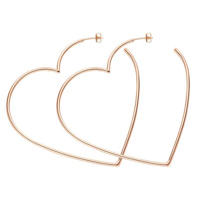 Creole heart, 60mm, 18K rose gold plated