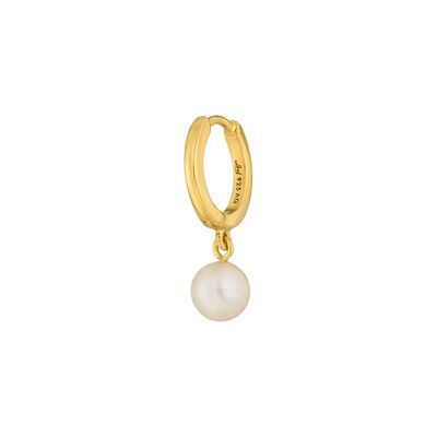 Single Creole PEARL, 18K yellow gold plated