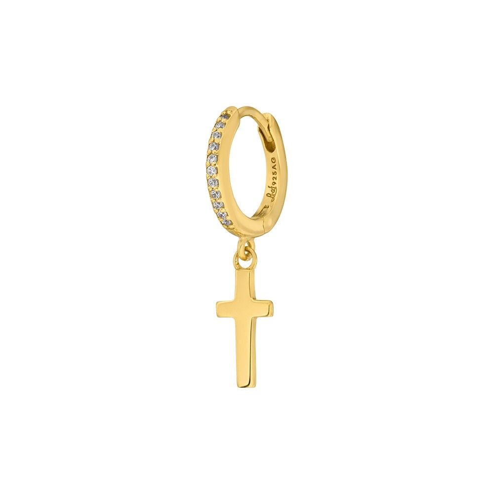 CRUZ criolla única/zirconia, baño de oro amarillo de 18 K
