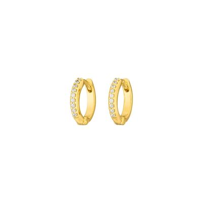 Mini creoli con zirconi, placcati oro giallo 18 K